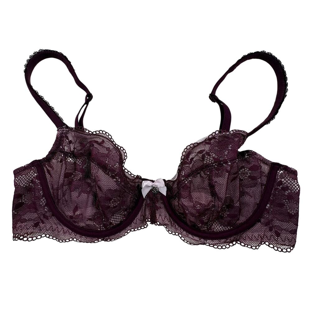 Victoria's Secret Lace Underwire Demi Bra Plum 36B NWOT